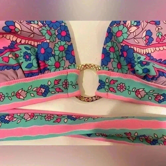 Victoria's Secret Y2K Bikini‎ Swimsuit One Piece Rhinestone Ring Top Size S - Picture 2 of 8